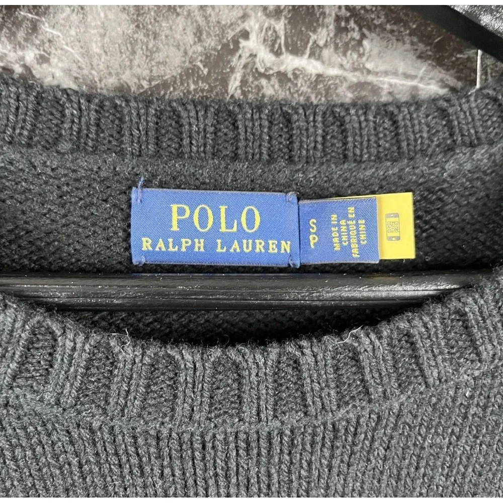 Polo Ralph Lauren Men's Black Tuxedo Polo Bear Knit Sweater Small